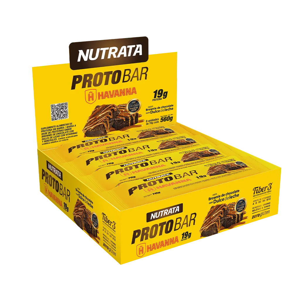 Nutrata Proto Bar Havanna - com 12 barras - Brownie de Chocolate com Dulce de Leche