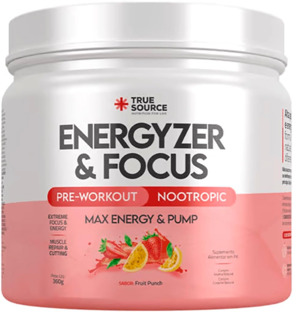 Pré Treino Energyzer & Focus Caffeine Free - 360g- True Source
