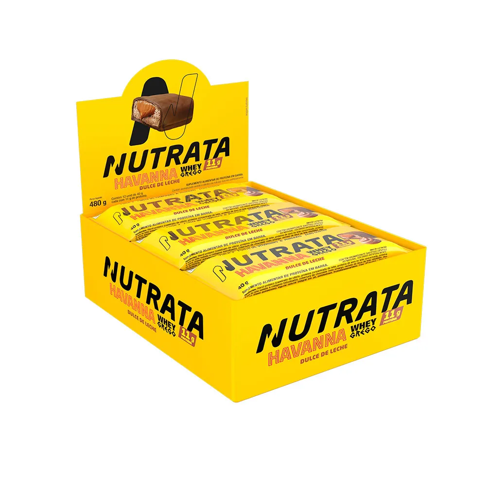 Nutrata Whey Grego Havanna 40G Display Com 12 Barras - Dulce De Leche