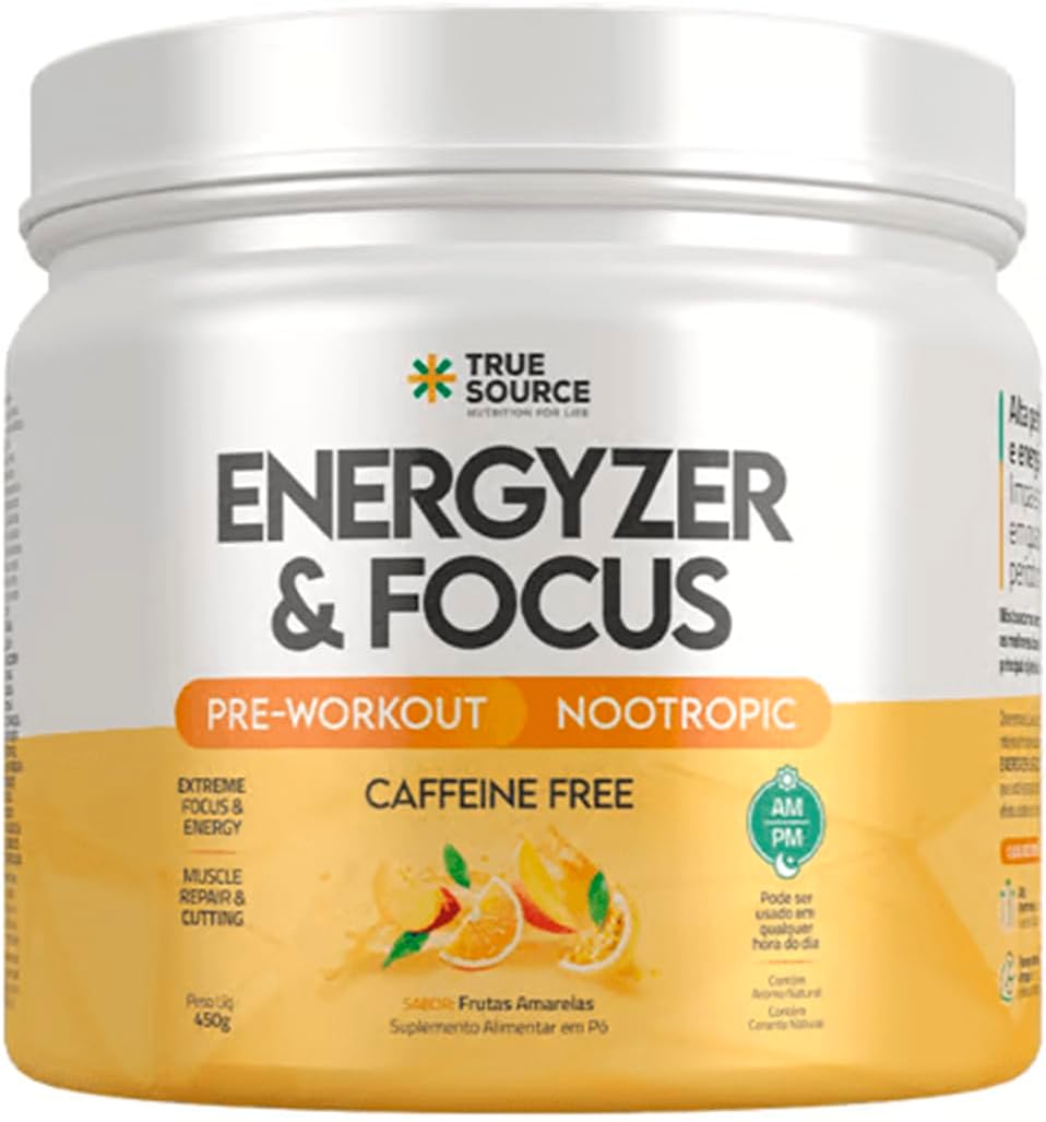 Pré Treino Energyzer & Focus Caffeine Free - 360g- True Source